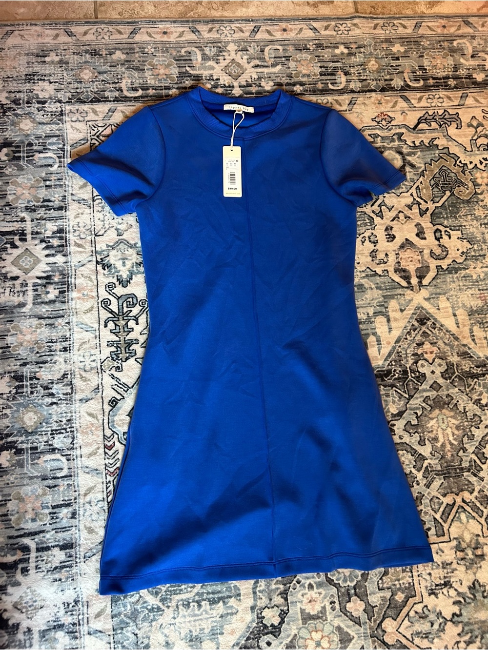 Copper Key Royal Blue Short Sleeve Mini Dress